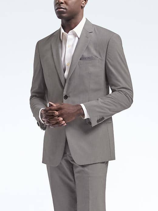 Banana Republic Mens Standard Light Gray Wool Cotton Suit Jacket - Gray Sky