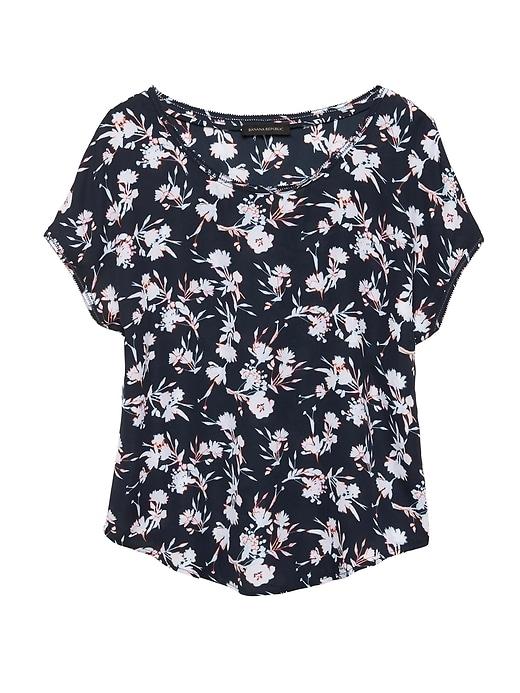 Banana Republic Petite Floral Picot-trim Top