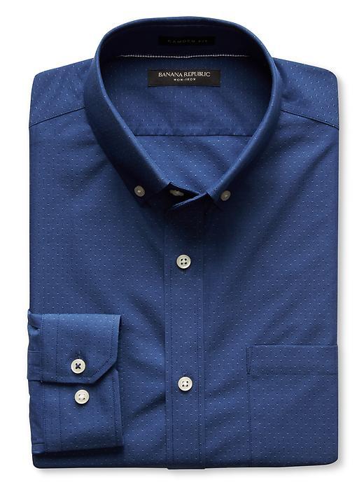 Banana Republic Mens Camden Fit Chambray Non Iron Shirt Size L Tall - Medium Blue