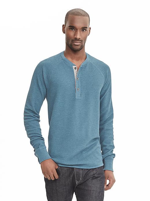 Banana Republic Mens Textured Raglan Henley Size L - Santorini