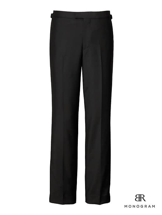 Banana Republic Mens Monogram Slim Italian Wool-mohair Tuxedo Pant Black Size 30w