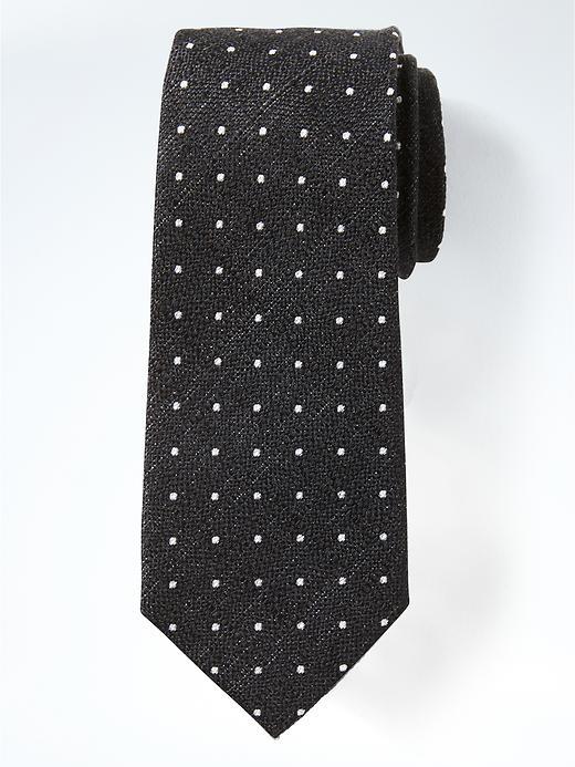 Banana Republic Mens Woven Dotnanotex Tie - Charcoal