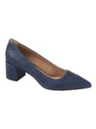 Banana Republic Womens Low Block-heel Pump Denim Snake Effect Leather Size 9 1/2