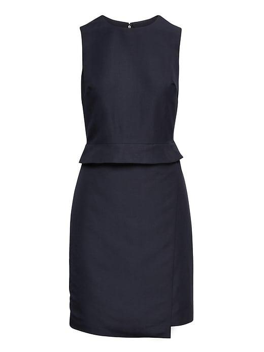 Banana Republic Womens Petite Linen-blend Sheath Dress Navy Size 2