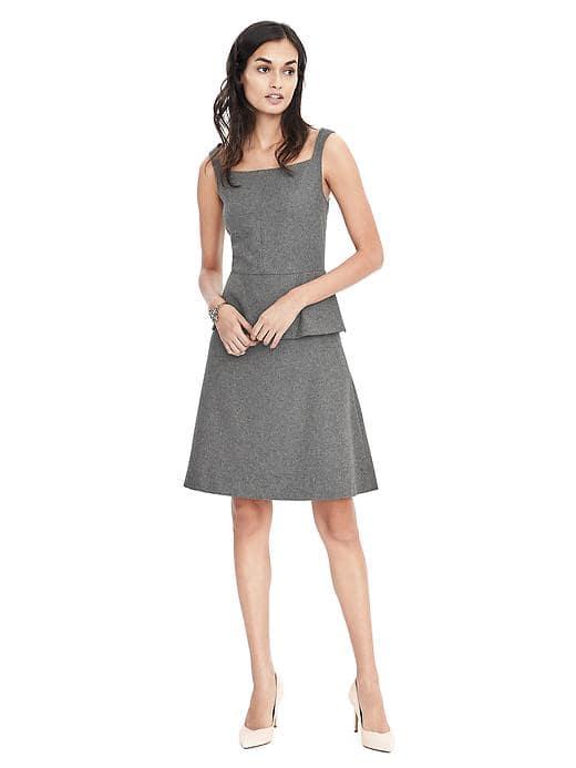 Banana Republic Womens Herringbone Flannel Peplum Dress - Dark Gray