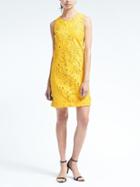 Banana Republic Womens Leaf Lace Shift Dress - Yellow