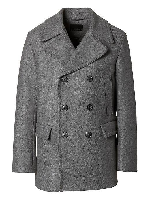 Banana Republic Mens Italian Wool Blend Twill Peacoat - Medium Charcoal