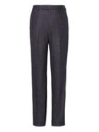 Banana Republic Mens Slim Navy Pinstripe Italian Motion-stretch Wool Suit Pant Navy Size 35w