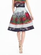 Banana Republic Womens Timo Weiland Collection Tree Print Full Skirt Size 2 - Blue Print