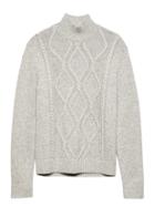 Banana Republic Mens Italian Recycled Wool Blend Cable-knit Mock-neck Sweater Heather Light Gray Size Xs