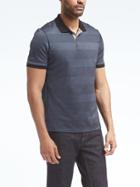 Banana Republic Mens Luxury Touch Stripe Polo - Navy