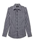 Banana Republic Womens Riley Tailored-fit Gingham Super-stretch Shirt Navy Size 2