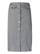 Banana Republic Womens Gray Wash Denim Button Front Pencil Skirt - Gray Denim