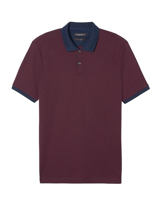 Banana Republic Mens Luxury-touch Stripe Polo Shirt Red Navy Size M
