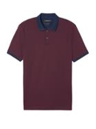 Banana Republic Mens Luxury-touch Stripe Polo Shirt Red Navy Size M
