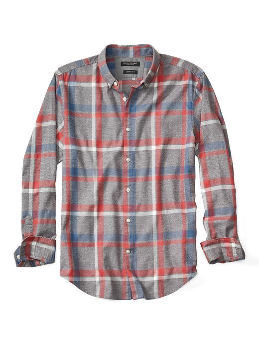 Banana Republic Mens Grant Fit Large Plaid Flannel Shirt - Orange