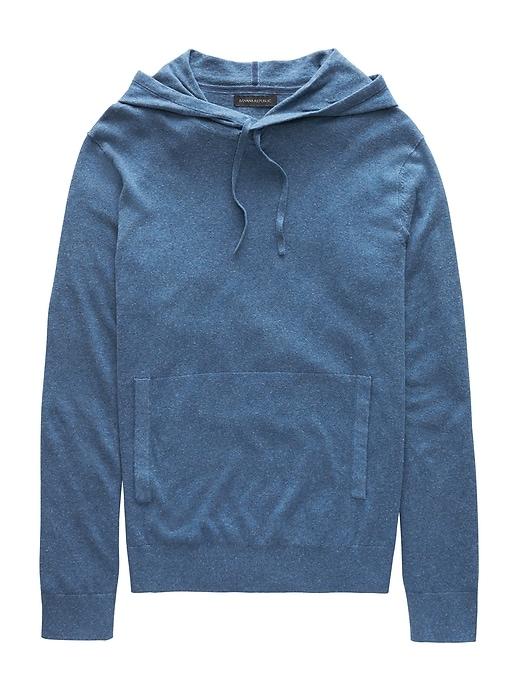 Banana Republic Mens Silk-linen Sweater Hoodie Blue Oxford Size L
