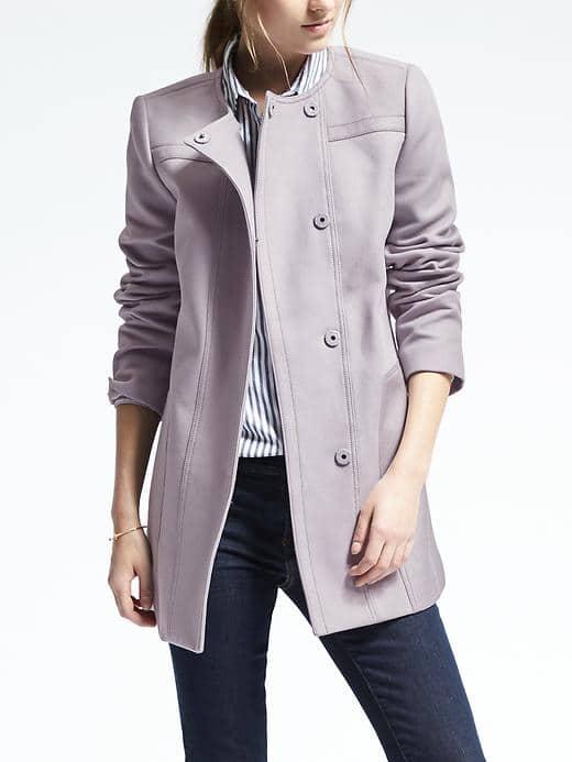 Banana Republic Womens Gray Cotton Snap Coat - Jet Gray