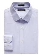 Banana Republic Mens Camden Standard-fit Non-iron Gingham Dress Shirt Lavender Purple Size M