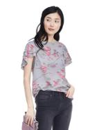 Banana Republic Ikat Ruffle Sleeve Top - Morning Fog