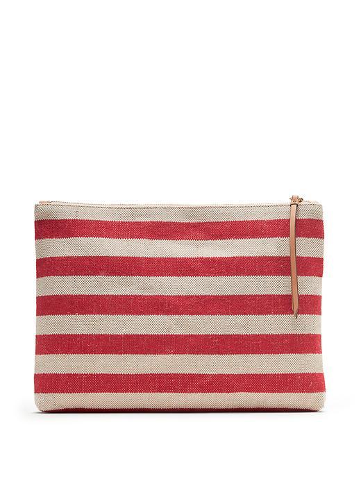 Banana Republic Womens Large Burlap Zip Pouch Size One Size - Natural
