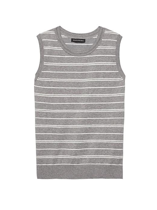 Banana Republic Womens Stretch-cotton Sweater Shell Gray Stripe Size Xxl