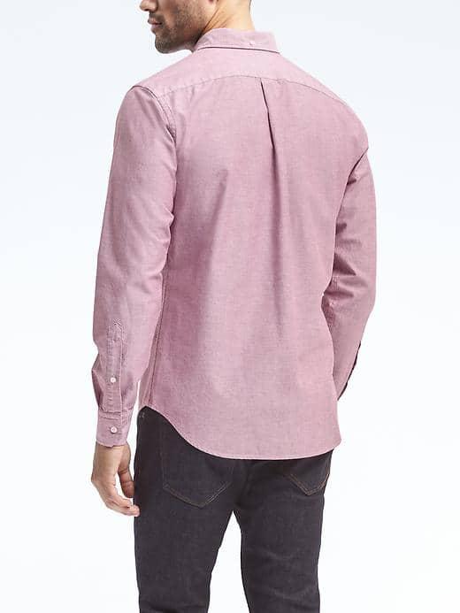 Banana Republic Mens Grant Fit Cotton Stretch Oxford Shirt - Fire Red