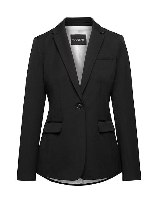Banana Republic Womens Long And Lean-fit Bi-stretch Blazer Black Size 14