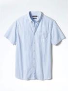 Banana Republic Mens Camden Fit Custom Wash Stripe Shirt - Slalom Blue