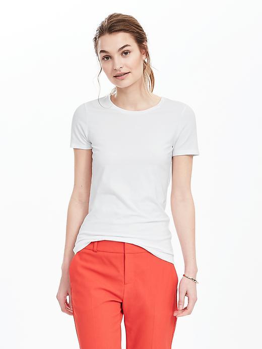 Banana Republic Womens Essential Short Sleeve Crew Tee Size L - White