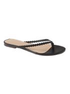 Banana Republic Womens Scallop Sandal Black Leather Size 9