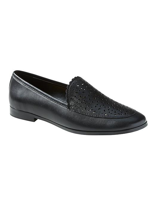 Banana Republic Womens Demi Laser-cut Loafer Black Leather Size 7