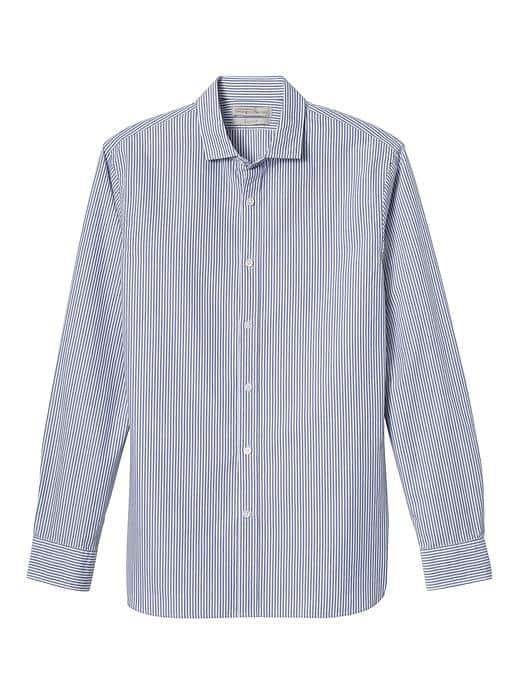Banana Republic Mens Heritage Grant Slim Fit Stripe Shirt - Cascade Blue
