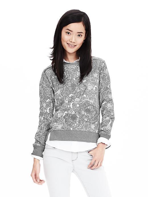 Banana Republic Womens Floral Applique Sweatshirt Size L - Medium Heather Gray