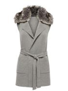 Banana Republic Womens Japan Online Exclusive Washable Merino Wool Blend Vest With Faux Fur Collar Gray Size Xs