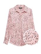 Banana Republic Womens Petite Dillon Classic-fit Ditsy Floral Shirt Pale Pink Size S