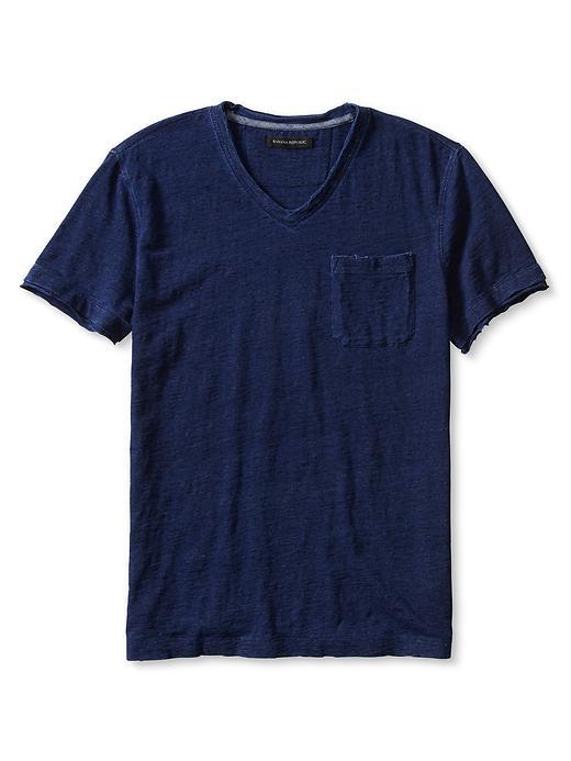 Banana Republic Mens Indigo Vee Cotton Tee Size L Tall - Indigo
