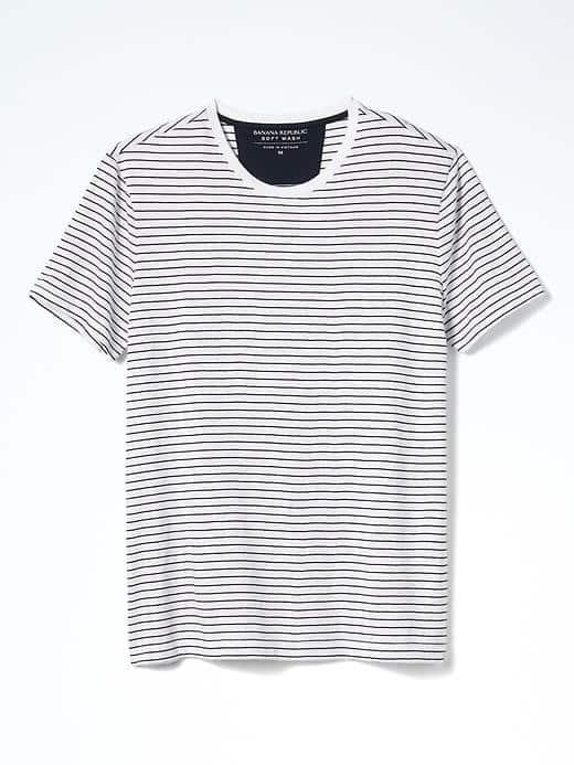 Banana Republic Mens Soft Wash Micro Stripe Tee - White