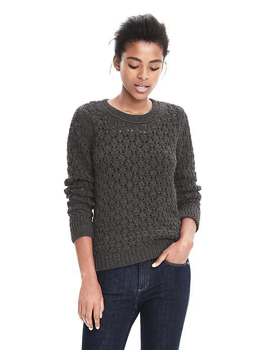 Banana Republic Womens Star Stitch Crew Pullover - Charcoal