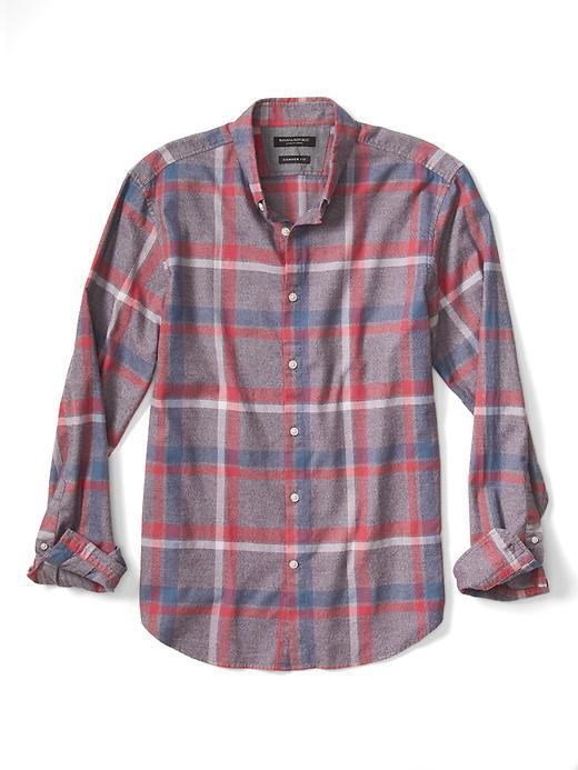 Banana Republic Mens Camden Fit Luxe Flannel Large Plaid Shirt Size L Tall - Orange