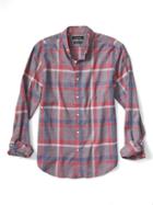 Banana Republic Mens Camden Fit Luxe Flannel Large Plaid Shirt Size L Tall - Orange