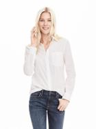 Banana Republic Classic Fit One Pocket Shirt Size L Petite - White