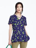 Banana Republic Womens Short Sleeve Peplum Tee Size L Petite - Blue Multi