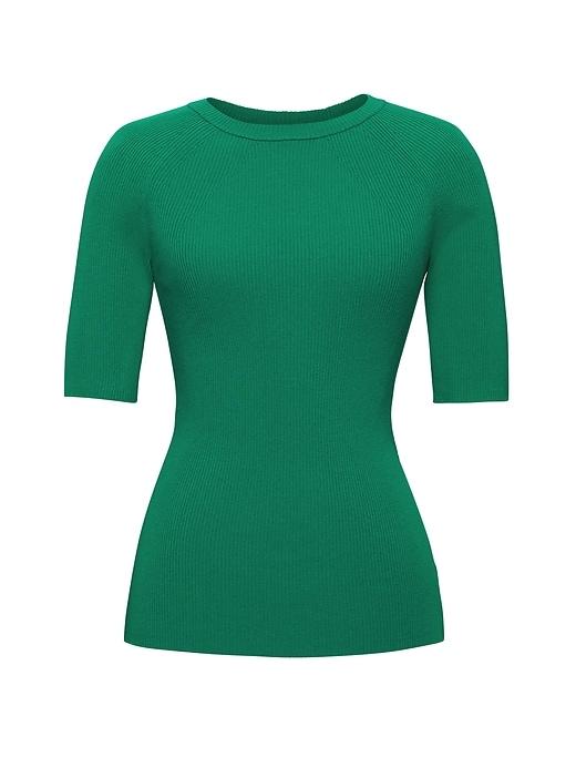 Banana Republic Womens Rib-knit Crew-neck Sweater Jade Size Xl