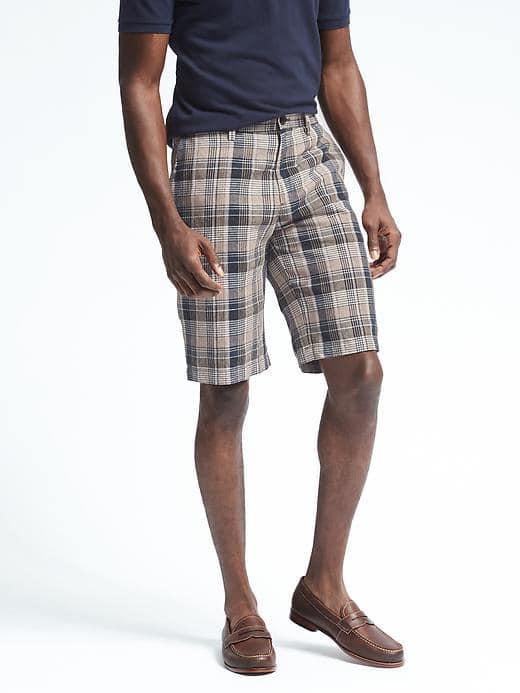 Banana Republic Mens Emerson Madras Short - Khaki