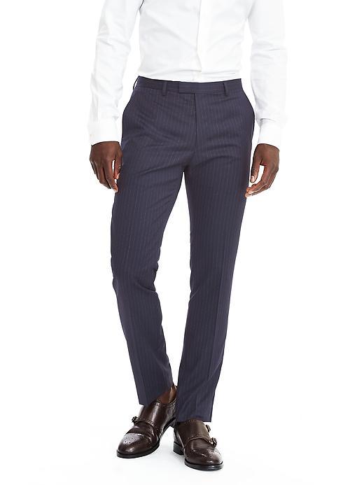 Banana Republic Standard Monogram Navy Pinstripe Wool Suit Trouser Size 34w 36l Tall - Navy
