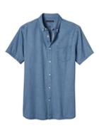 Banana Republic Mens Camden Standard Fit Custom Wash Denim Short Sleeve Shirt - Medium Blue