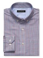 Banana Republic Mens Grant Fit Non Iron Red Micro Check Shirt Size L Tall - Bright Red