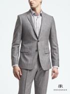 Banana Republic Mens Slim Monogram Gray Stripe Wool Blend Suit Jacket - Gray