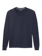 Banana Republic Mens Premium Cotton Cashmere Half-zip Bomber Sweater Navy Blue Size L